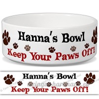 Hanna de bol – Garder Votre Paws Off. Nom personnalisable en céramique pour gamelle – 2 tailles disponibles - B015G6FDU4