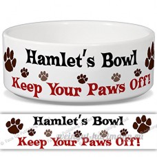 Hamlet de bol – Garder Votre Paws Off. Nom personnalisable en céramique pour gamelle – 2 tailles disponibles - B015G6F5VQ