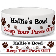 Hallie Kate de bol – Garder Votre Paws Off. Nom personnalisable en céramique pour gamelle – 2 tailles disponibles - B015G6F1B0