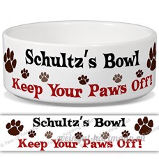 Schultz de bol – Garder Votre Paws Off. Nom personnalisable en céramique pour gamelle – 2 tailles disponibles - B015G6EX1E