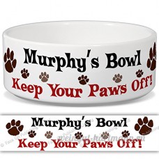 Bol de Murphy – Garder Votre Paws Off. Nom personnalisable en céramique pour gamelle – 2 tailles disponibles - B015G6DB6W