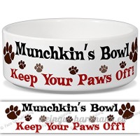 Munchkin – Bol Femme – Garder Votre Paws Off. Nom personnalisable en céramique pour gamelle – 2 tailles disponibles - B015G6D8UG