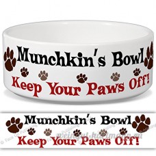 Munchkin – Bol Femme – Garder Votre Paws Off. Nom personnalisable en céramique pour gamelle – 2 tailles disponibles - B015G6D8UG