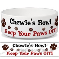 Chewie de bol – Garder Votre Paws Off. Nom personnalisable en céramique pour gamelle – 2 tailles disponibles - B015G6CZ6E
