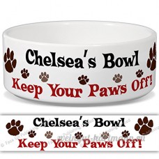 Chelsea de bol – Garder Votre Paws Off. Nom personnalisable en céramique pour gamelle – 2 tailles disponibles - B015G6CL3G