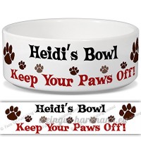 Heidi de bol – Garder Votre Paws Off. Nom personnalisable en céramique pour gamelle – 2 tailles disponibles - B015G6GH6I