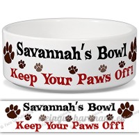 Savannah de bol – Garder Votre Paws Off. Nom personnalisable en céramique pour gamelle – 2 tailles disponibles - B015G6EN2I