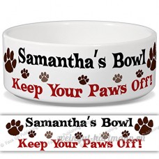 Samantha de bol – Garder Votre Paws Off. Nom personnalisable en céramique pour gamelle – 2 tailles disponibles - B015G6DPGS