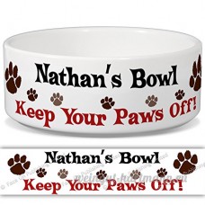 Nathan de bol – Garder Votre Paws Off. Nom personnalisable en céramique pour gamelle – 2 tailles disponibles - B015G6DTP0
