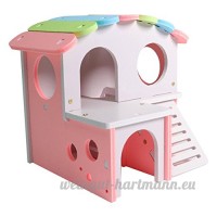 Domybest Hamster souris gerbille Maison en bois Jouet coloré écologique Netteté Échelle Villa Lit Cage - B07D8V1ZL9