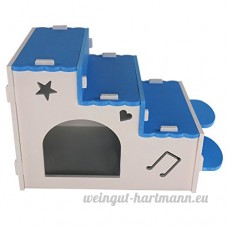 Su-luoyu Maison Cabine Escalier Bois pour Hamster écureuil petits animaux de compagnie Adorable (Bleu) - B07CTH1C6H
