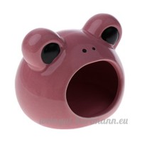 non-brand MagiDeal Hamster Cachette Couchage Froid d'Eté Maison pour Petit Animal Gerbille - Motif Ours - Rose - B07CW44JQR