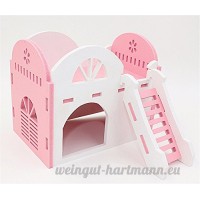 Pet Online Petite maison d'animaux Maison à double couche en bois Villa Hamster Maison à mini hérisson  rose - B075FSLMN7