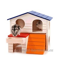 Petits Animaux Hamster double couches Cage de maisons en bois Nid Cage pour cochons d'Inde Villa des bâtiments - B06X3ZX6SH