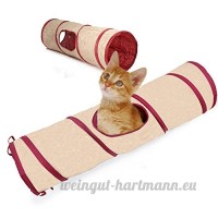 Chat Jouets Lavable Pliant Tente Solide Polyester Chat Canal Chat Tunnel Chat Rampant Provisions 87 * 23cm 2 Les couleurs (Rouge) - B01JZ057EO