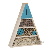 Maison à insectes  hôtel refuge en bois forme triangle à poser ou suspendre détails bleus - B07BP6RBZ4