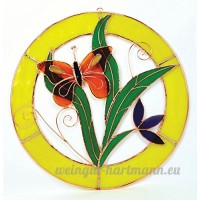 Grand Papillon Orange Panneau de cercle pour fenêtre - B00PYERS8Y