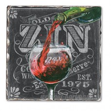 Chalkboard Wine-Zin Single Tumbled Tile Coaster - B00NO5E9NC