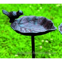 Abreuvoir pour oiseaux/jardin Tige  oiseau sur une feuille  fonte  marron  Variante A - B079NYTRTS