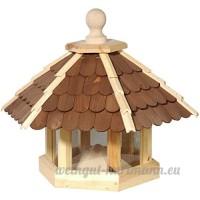 dobar 44136e Grande mangeoire à oiseaux avec bardeaux recouverts de lasure sombre + silo et pyramide à nourriture - B00P160HW4