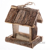 Mangeoire pour oiseaux en bois et ficelle avec grille 17x15x12cm - B079SS835F